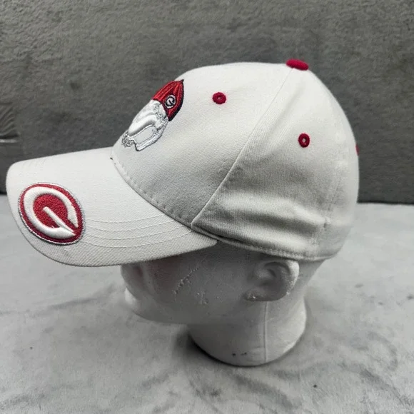 Top of the World Georgia Bulldogs Hat Mens White Red Embroidered Stretch Fit Cap - Picture 6 of 14